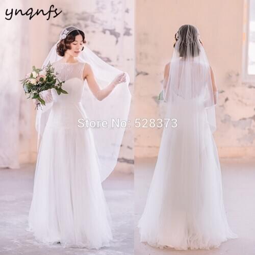 YNQNFS Soft Tulle Lace Appliques Tea Length Vintage Veil Birdcage Wedding Veil Bridal Veil Velo de Novia VV4