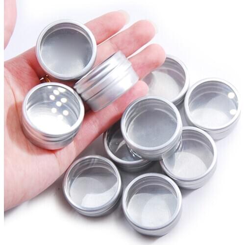 1Pcs 19*33MM Aluminum Beauty Nail Art Decorations Refillable Round Transparent Cover Box Empty Storage Box