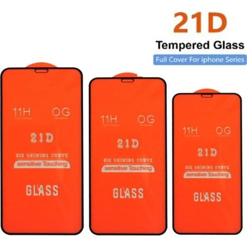 1000pcs 21D Full Glue Coverage Tempered Glass Guard Screen Protector Film For iPhone 12 Mini 11 Pro Max XS XR X 8 7 6 6S Plus SE