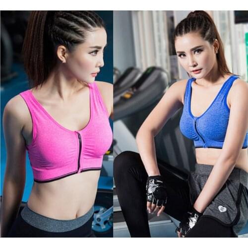 2PCS-Pack Female Women Front Zipper Sports Bra Sportswear Breathable Tops Fitness Clothing