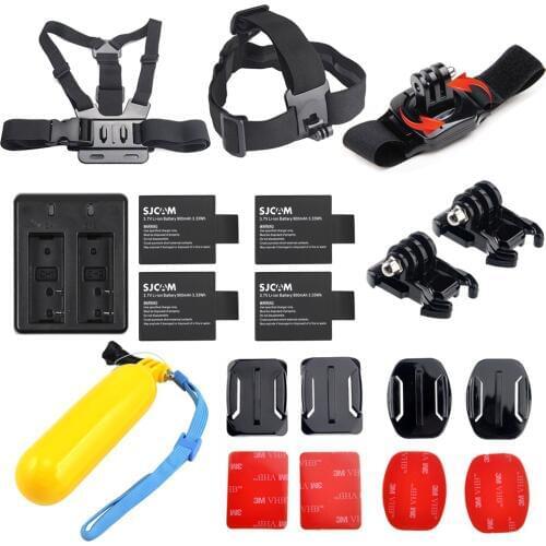 4 x SJCAM sj4000 batteries + Hot accessories kit + dual charger for SJCAM sj5000 plus sj6000 sj7000 camera accessories