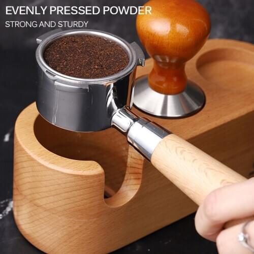 58mm Three Holes Espresso Coffee Machine Bottomless Filter Holder For Solid Wooden Tamper Stainless Steel Accessory