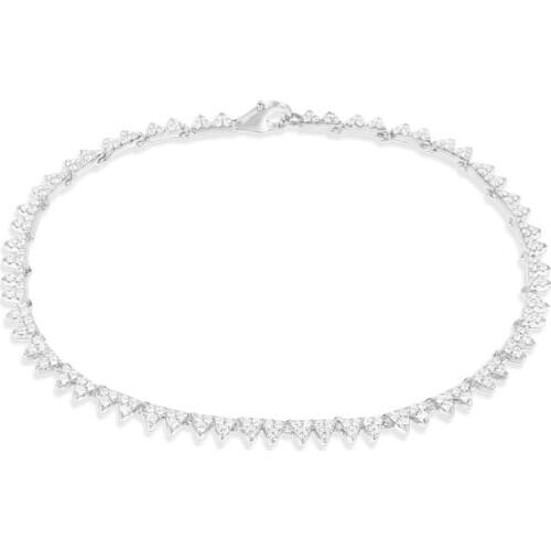 SLJELY Luxury Brand 925 Sterling Silver White Triangle Gear Anklet Micro Cubic Zirconia Spikes Chain Women Fine Foot Jewelry