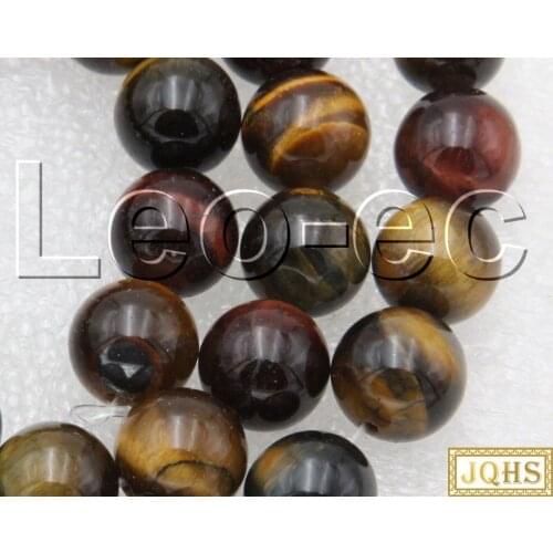 Natural 10mm round red yellow Tiger Eye Stone Loose Beads for Jewelry Making Strand 15" v1642