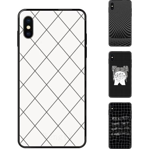 Black And White Grid For Xiaomi Mi Note A1 A2 A3 5 5s 6 8 9 10 SE Lite Pro Ultra Fine Special Luxury Black Soft Phone Case