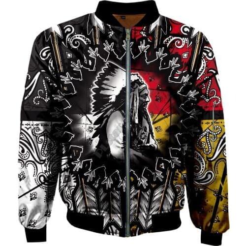 Black Native Indian 3D Mens bomber jackets Hoodie Men Women New Fashion Zipper Hooded Long Sleeve Pullover Style-1