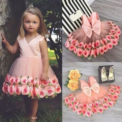 Pudcoco Flower Girls Dress Princess Kids Baby Party Pageant Wedding Bridesmaid Dress