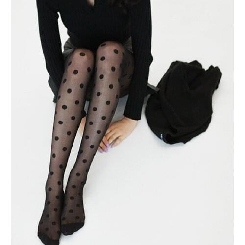 Womens Tights Classic Small Polka Dot Silk Stockings Thin Ladies Vintage Faux Tattoo Stockings Pantyhose Female Hosiery