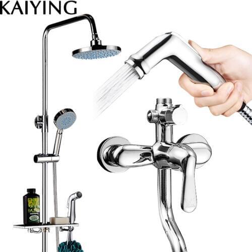 KAIYING Bathroom Rainfall Shower Faucet Set Bathtub Mixer Tap Shower Column With Womens Nozzle Wall Mounted Bath Shower Set,840
