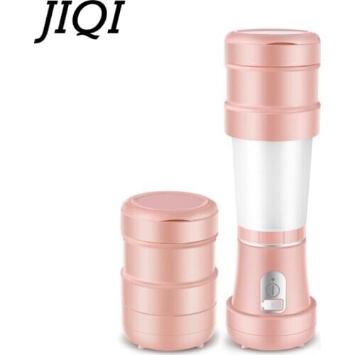 JIQI 500ML Newest USB Rechargeable Folding Fruit Juicer Machine Portable Juice Extractor Smoothies Blender Grinder Silicone
