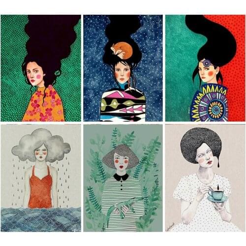 GATYZTORY 60x75cm Frame Color Girl Painting By Numbers Figure On Canvas Pictures By Numbers Home Decoration DIY Minimalism Style