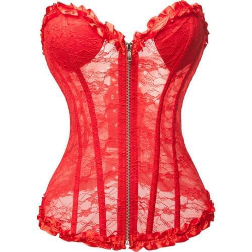 Red Sexy Hollow Out Waist Trainer Wedding Bride Lace Corset Womens Boned Slimming Lingerie And Bustiers Top Overbust Shaper