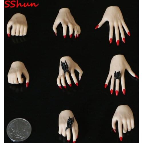 1/6 Scale Female 4 Pairs/set Eagle Claw Pale Hand Types with Red Fingernails Model Toys For 12'' Action Figure Body DIY