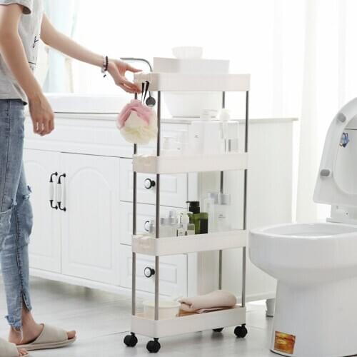 Bathroom Furniture Kitchen Storage Shelf Slim Slide Tower Rack Space Saving Home Organizer Beauty Trolley