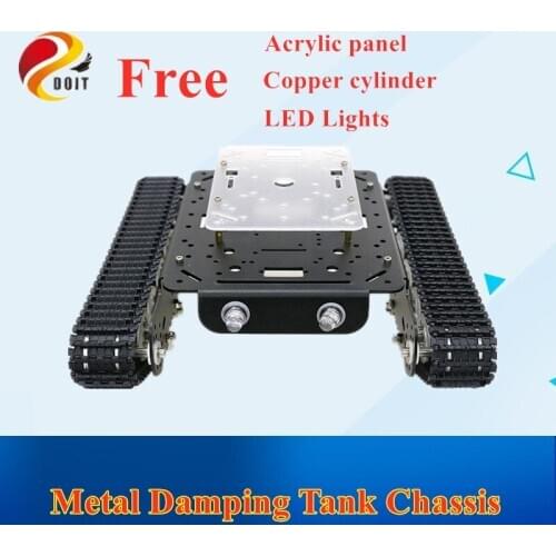 Metal Shock Absorper Smart Robot Tank Chassis with Dual DC Motor Plastic Tracks Aluminum Alloy Wheels for Arduino Project TS100