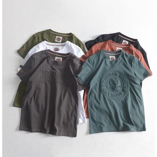 Obrix Male O-Neck Cotton Solid Color Casual Style Loose T-Shirt With Print