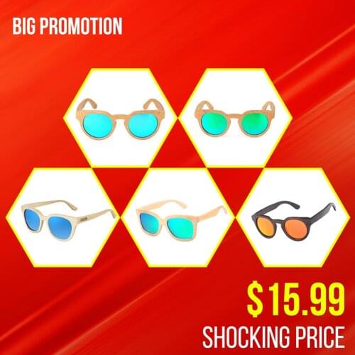 BOBO BIRD 2021 New Fashion Retro Color Polarized Bamboo Wood Sunglasses Women Men Mirror Coating Lenses Eyewear Wooden Box Gift