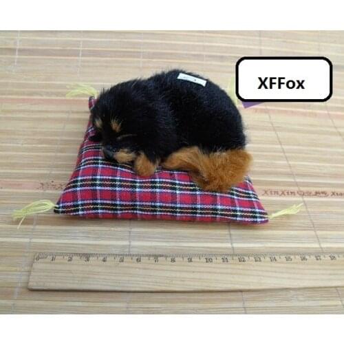 New real life black dog model plastic&furs sleeping dog doll gift about 14x13cm xf1468