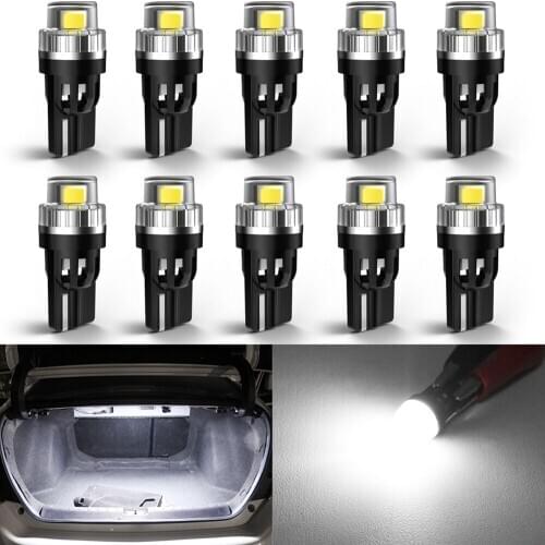 2pcs NEW T10 W5W LED Lamp 2835 SMD 168 194 2825 Bulb for Car Interior Trunk Lighting Dome Trunk Reading Light White