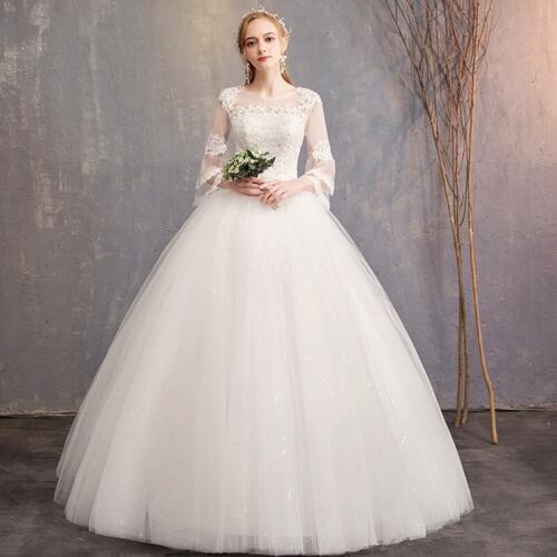 New Arrival 2019 Free Shipping Vintage Elegant Lace Wedding Dresses ONeck Customers Sizes Possible Ball Gown Robe de Cheap China
