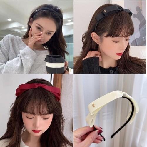 Retro Korean Solid Bow Bezel Hairband Headwear for Women Girls Kwali Hair Bands Hoop for Hair Accessories Designer Headband
