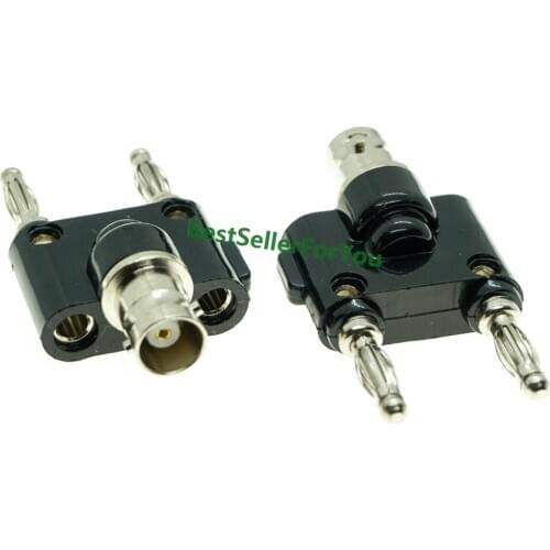 Adapter Connector BNC Female Jack To Two Dual 2X 4mm Banana Binding Male Connector 1F2M