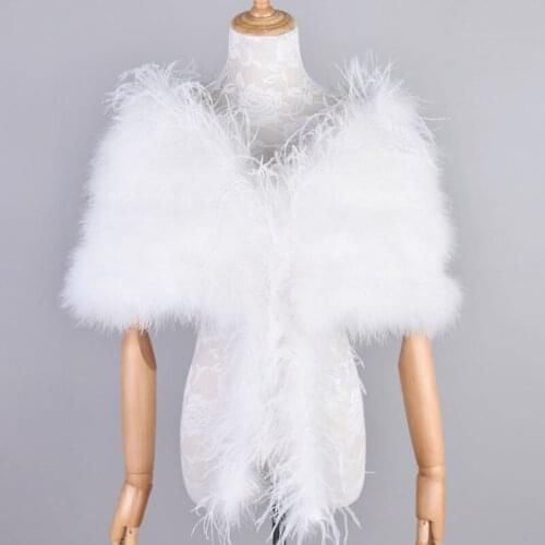 Sexy fur shawl with real 100% ostrich feather fur fashion women capes autumn winter new style white fur scarves