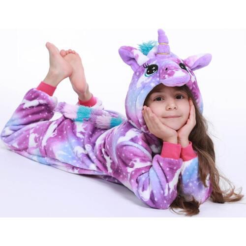 Toddler Girls Unicorn Pajamas Boys Flannel Kigurumi Pijamas Kids Sleepwear Cosplay Costume Sleeper for 2-14Yrs Kigurumi Pijamas