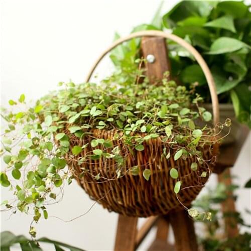 Rattan Flowerpot Garden Wall Hanging Flower Pot Handmade Wicker Weaving Balcony Flower Stand Home Decoration Plant Flower Vase