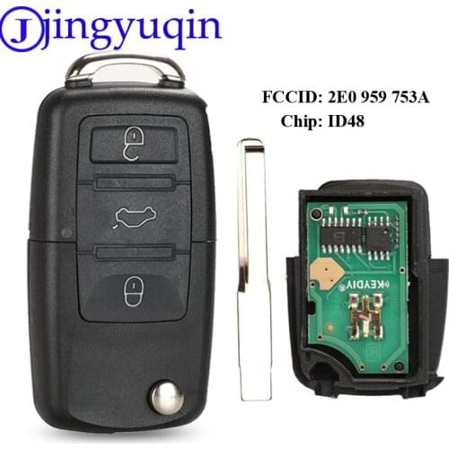 Jingyuqin 3 Buttons Remote Flip Keys Fob Control 434Mhz ID48 Chip For VW/VOLKSWAGEN Crafter 2E0959753A