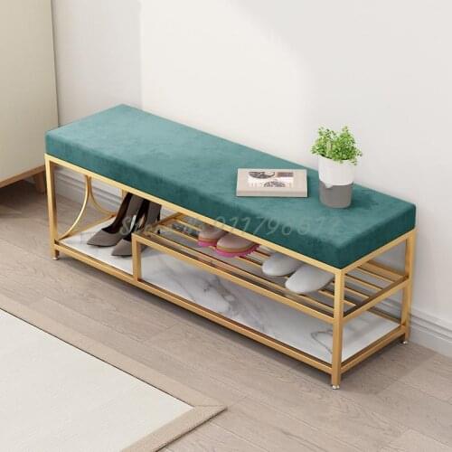 Light luxury shoe changing stool, household shoe stool, door shoe cabinet, clothing store, long stool, cloakroom stool, bedroom