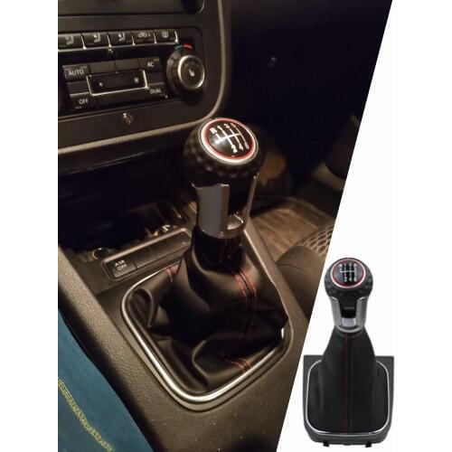 For VW Golf 6 A6 VI MK6 GTI GTD R20 2009 2010 2011 2012 2013 Car-Stying 5/6 Speed Car Stick Gear Shift Knob With Leather Boot