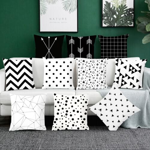 Nordic Home Cushion covers Cotton linen Black Geometric throw pillows Sofa decorative pillow cover car pillowcase