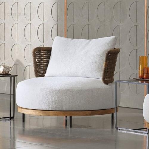 Outdoor Courtyard Designer Hotel Rattan Sofas Household Furniture Balcony Sofa Chair Club Villa Garden Dormitory Backrest Chairs