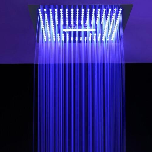 Black LED Shower Heads 16 Inch Rainfall Massage Showers for Bathroom Waterfall Showers Colorful Light 304 Stainless Steel