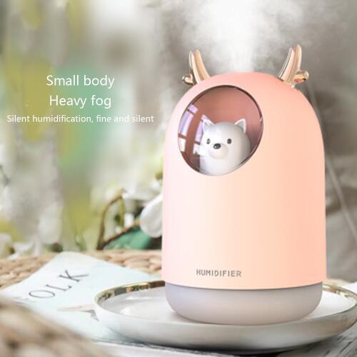 Home Appliances USB Humidifier 300ml Cute Pet Ultrasonic Cool Mist Aroma Air Oil Diffuser Romantic Color LED Lamp Humidificador