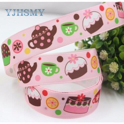 YJHSMY F-17504-994,22 mm 10 yards cake Ribbons Thermal transfer Printed grosgrain Wedding Accessories DIY handwork materials
