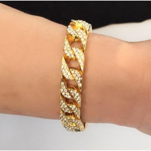 2021 2021Fashion hiphop jewelry hip-hop Cuban chain jewelry Rhinestone hand jewelry strip personality trendy mans Bracelet