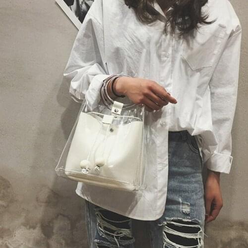 Woman Bag Handbag 2PC Jelly Transparent Messenger 2021 New Portable Bolso Mujer Torebka Damska Shopper Sac Main Femme