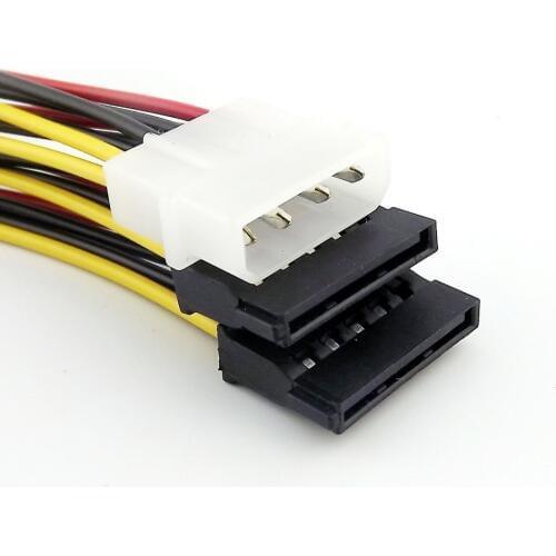 10x IDE Molex 4 Pin Male to Dual SATA 15 Pin Female ATA Y Splitter HDD Power Connector Adapter Cable 18cm