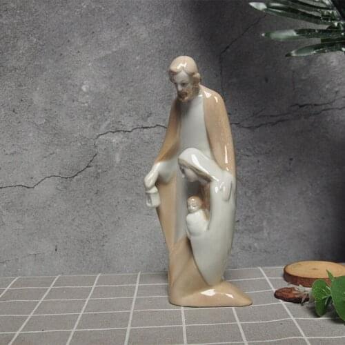 20CM Nordic style ceramics Jesus Nativity Scene Figures craft Christ Statue Aesthetic Room desktop Decoration New Year Gifts