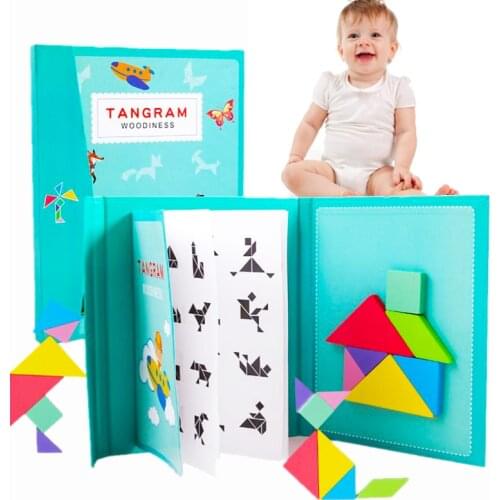 3d Wooden Magnetic Puzzle Jigsaw Tangram Game for Kids Montessori Learning Educational Drawing Board Games Toys for Children