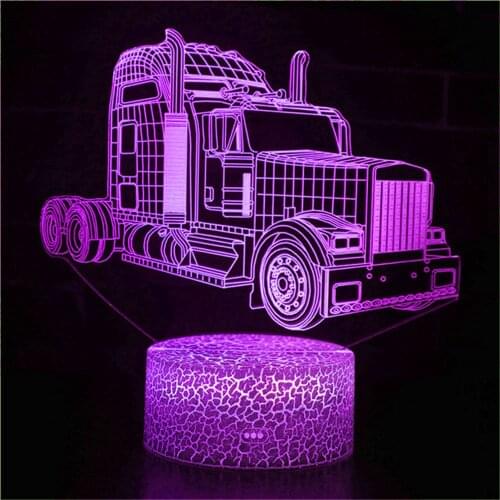 3D Night Light Cool Bulldozer Truck Excavator Car Tractor Vehicle for Kids Table Decorative Lamp Children LED Night Lamp Gifts
