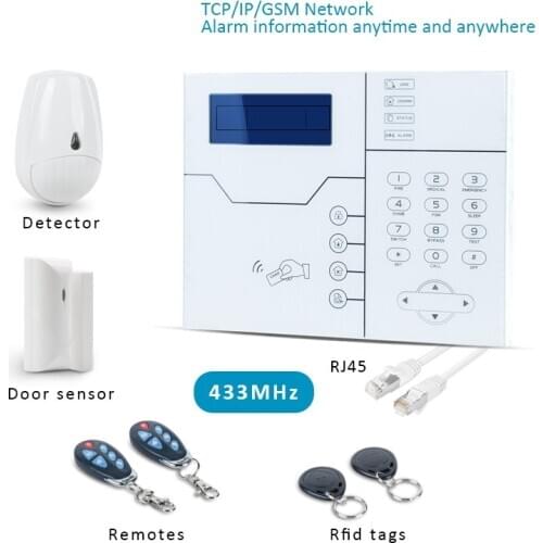 433MHZ Focus ST-VGT Wireless TCP IP GSM Alarm Kit For Home Security System English/French/Spanish PIR Motion Sensor Door Sensor