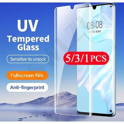 5/3/1Pcs 9D UV tempered glass for Huawei mate 20 30 40 nova 7 8 P30 P40 pro plus UV Glass protective film phone screen protector