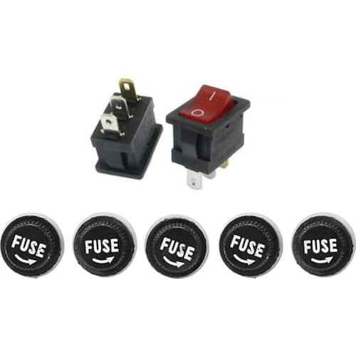 5 Pcs Red Light Illuminated ON/OFF 2 Position SPST Boat Rocker Switch & 1 Pcs New FH043 AC 250V 10A 5 X 20 Mm AGU Fuse