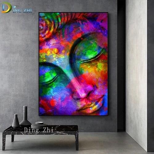 Diamond Embroidery Colorful Buddha Statue Face For Living Room Home Decor,5D Diy Diamond Painting,Full Square/Round Drill Mosaic