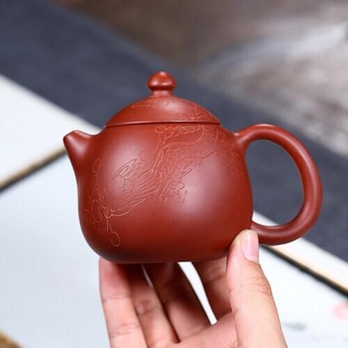 Authentic Yixing Teapot All Handmade Master Dragon Kung Fu Kettle Mud Dahongpao Creative Drinkware
