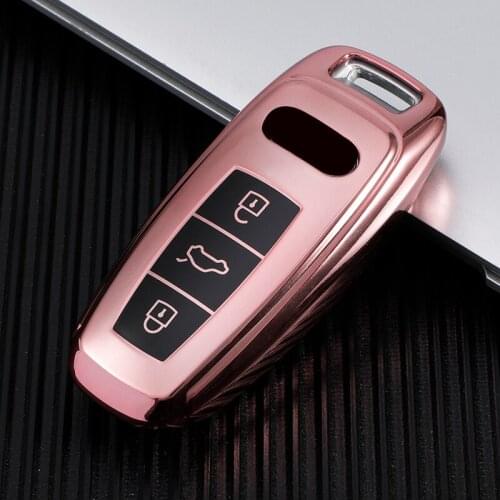 Praise Smooth TPU Car Key Cover Case for Audi A6 A7 A8 Q8 E-tron C8 D5 A8L A6L 2018 2019 2020 Smart Protect Shell Accessories