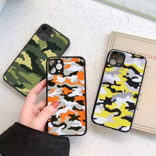 Camouflage color pattern Phone Case matte transparent For iphone 7 8 11 12 plus mini x xs xr pro max cover